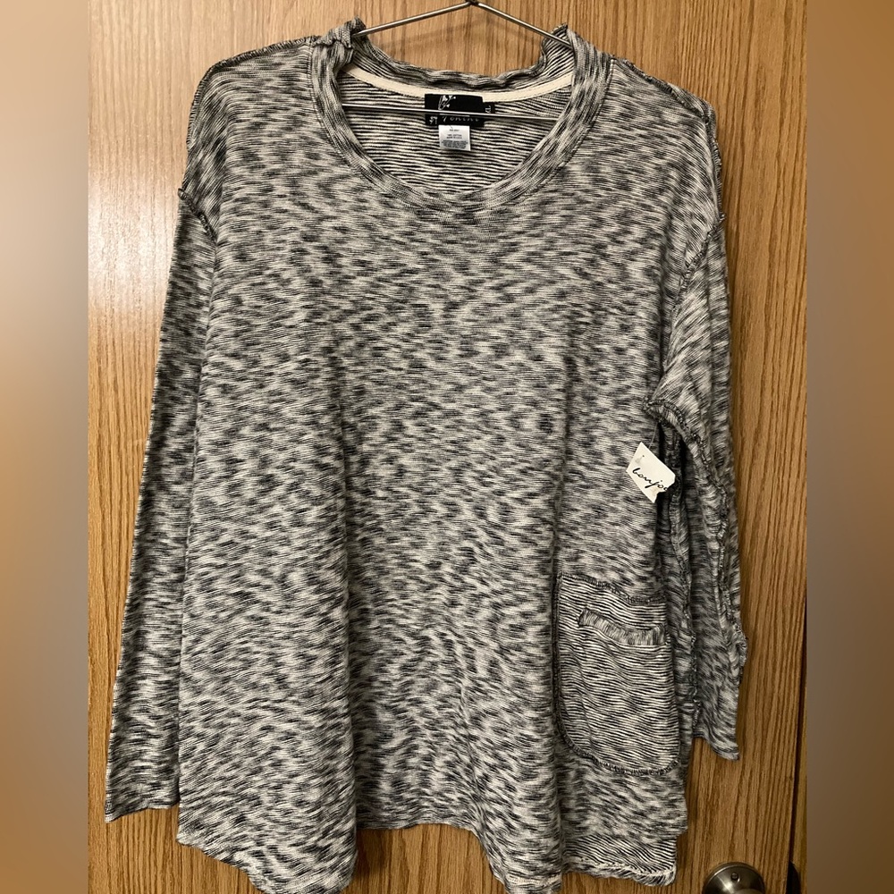 Fenini Long Sleeve Top with side pocket 100% cotton Size Xl